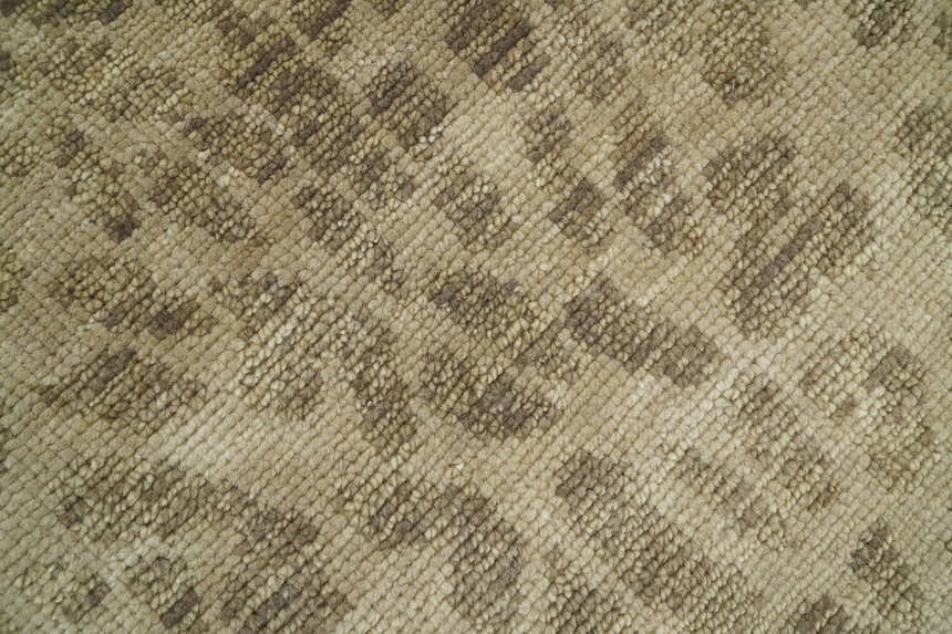 Custom Made Camel and Taupe Modern leopard Design Hand knotted wool area rug
