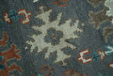 Custom Made Charcoal and Teal Hand knotted Traditional Oushak wool area rug