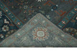 Custom Made Charcoal and Teal Hand knotted Traditional Oushak wool area rug