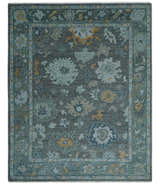 Custom Made Charcoal, Gray and Silver Antique look Traditional Oushak wool Area Rug