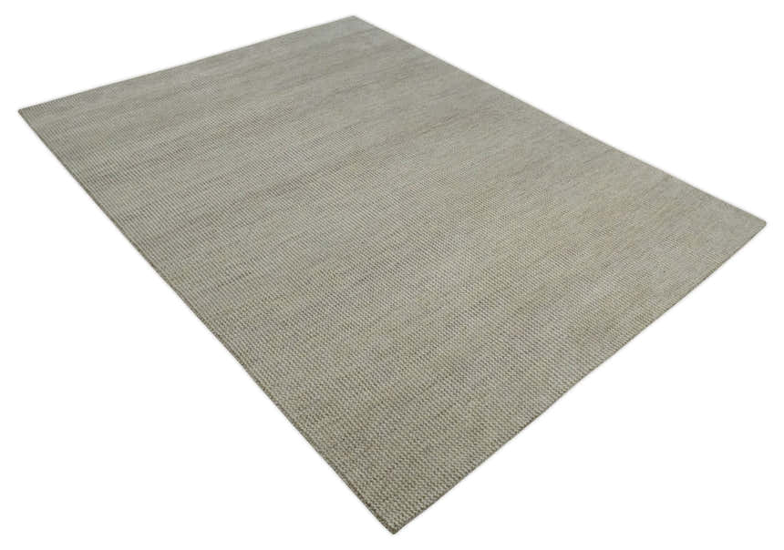 Custom Made Contemporary Brown and Ivory Hand Knotted Rug Area Rug