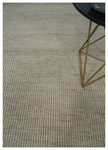 Custom Made Contemporary Brown and Ivory Hand Knotted Rug Area Rug