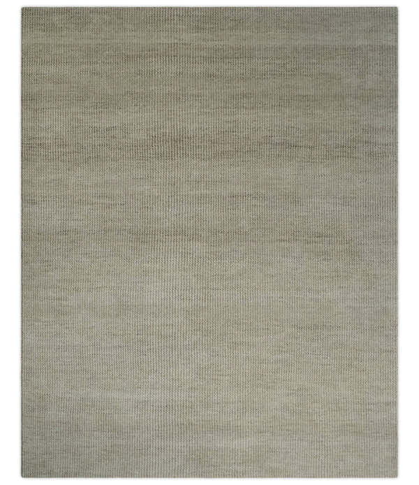 Custom Made Contemporary Brown and Ivory Hand Knotted Rug Area Rug