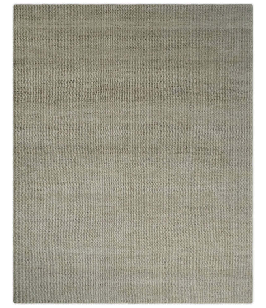 Custom Made Contemporary Brown and Ivory Hand Knotted Rug Area Rug