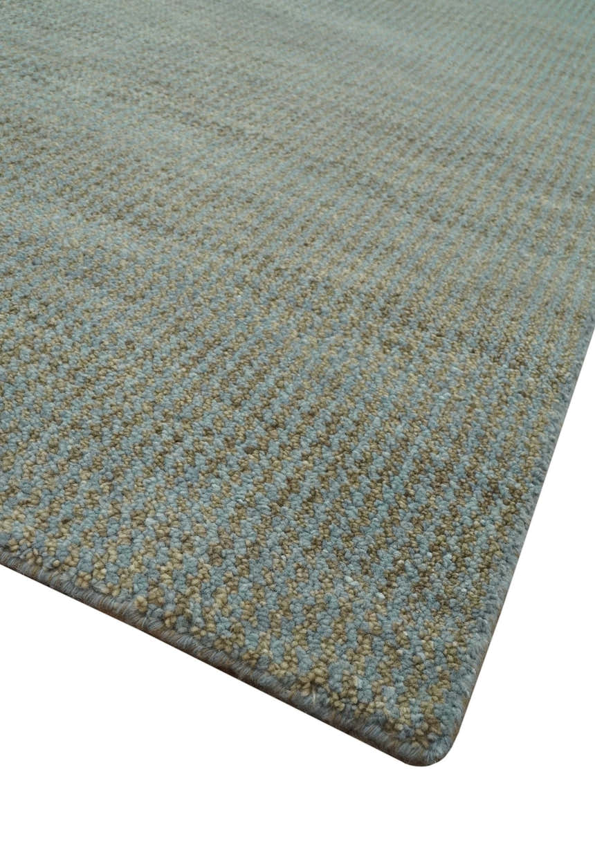 Custom Made Contemporary Blue and Brown Hand Knotted wool Area Rug