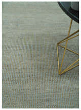 Custom Made Contemporary Blue and Brown Hand Knotted wool Area Rug