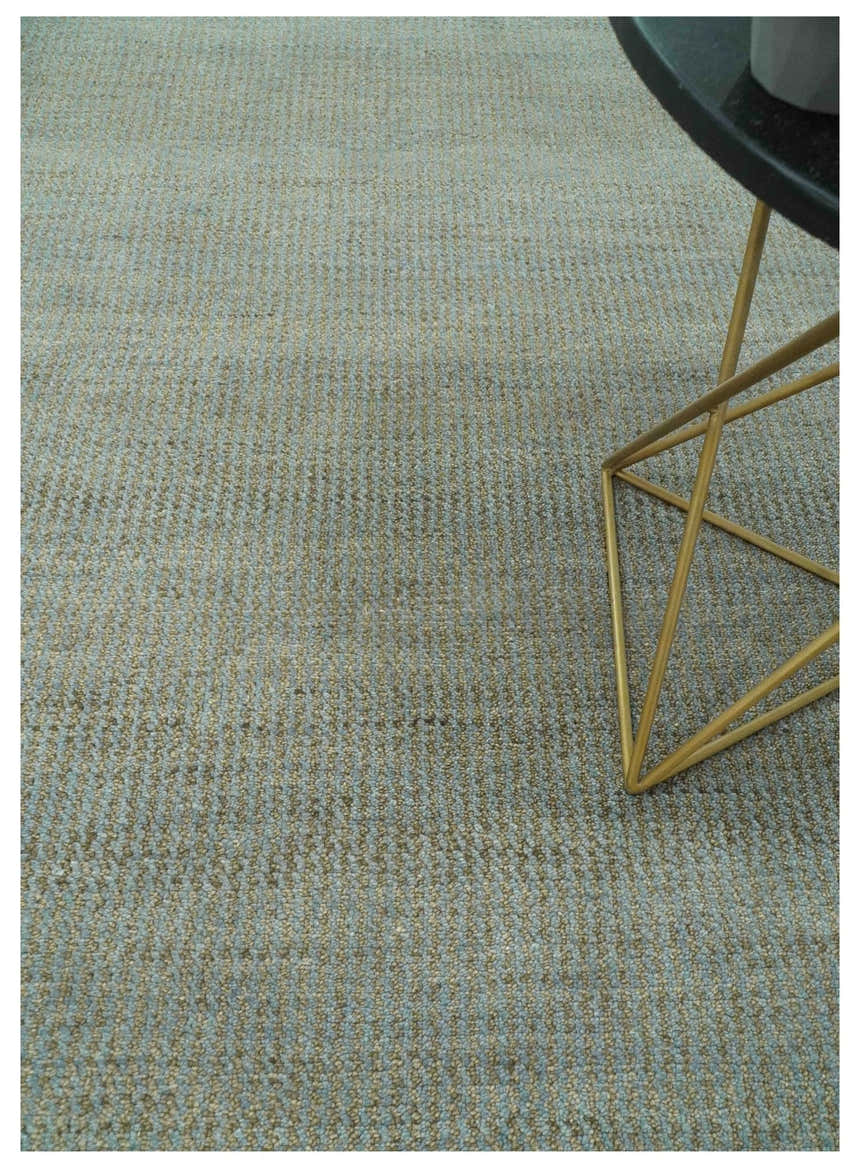 Custom Made Contemporary Blue and Brown Hand Knotted wool Area Rug