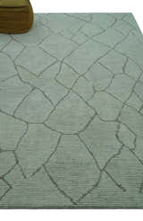 Custom Made Contemporary Pattern Brown And Ivory Hand Tufted Wool Area Rug