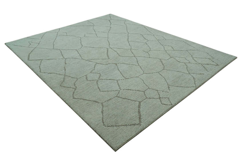 Custom Made Contemporary Pattern Brown And Ivory Hand Tufted Wool Area Rug