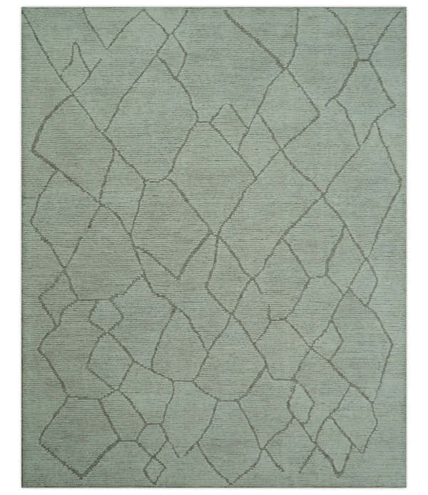 Custom Made Contemporary Pattern Brown And Ivory Hand Tufted Wool Area Rug