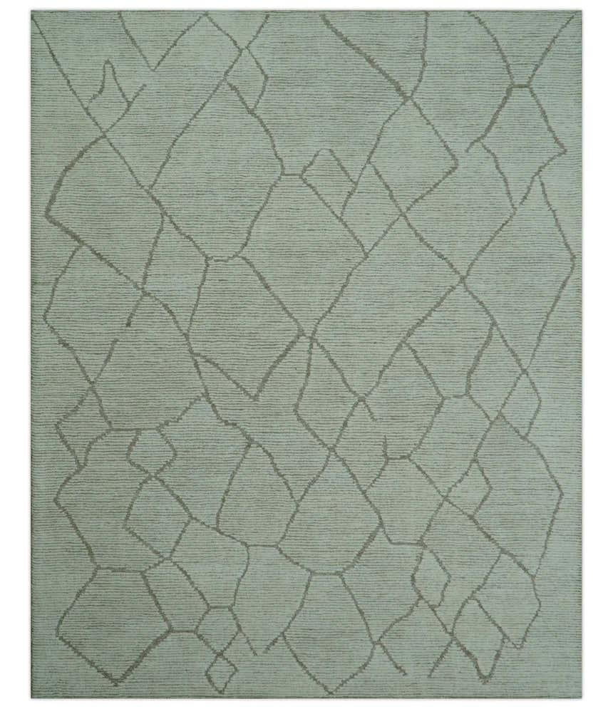 Custom Made Contemporary Pattern Brown And Ivory Hand Tufted Wool Area Rug