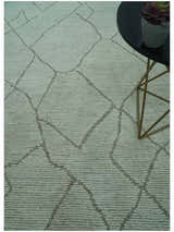 Custom Made Contemporary Pattern Brown And Ivory Hand Tufted Wool Area Rug
