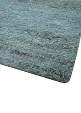Custom Made Contemporary Solid Blueish Silver Hand knotted wool Area Rug