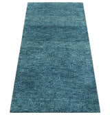 Custom Made Contemporary Solid Plush Blue Hand Knotted Wool Rug