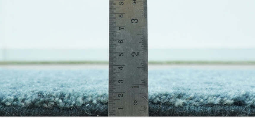 Custom Made Contemporary Solid Plush Blue Hand Knotted Wool Rug