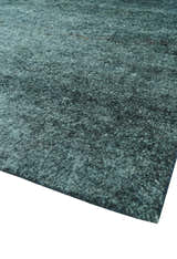 Custom Made Contemporary Solid Plush Steel Blue Hand Knotted Wool Rug