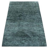 Custom Made Contemporary Solid Plush Steel Blue Hand Knotted Wool Rug