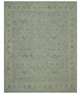 Custom Made Distress Finished Beige, Silver and Charcoal Traditional Wool Rug