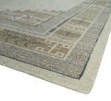Custom Made Earthy Hand Knotted Ivory, Charcoal and Beige Wool Area Rug