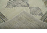 Custom Made Earthy Hand Knotted Ivory, Charcoal and Beige Wool Area Rug