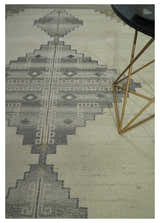 Custom Made Earthy Hand Knotted Ivory, Charcoal and Beige Wool Area Rug