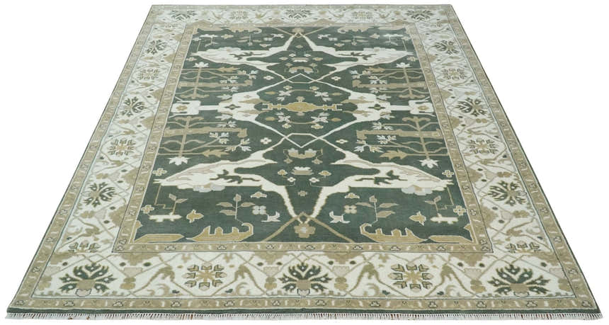 Custom Made Emerald Green Fine Hand knotted Wool Traditional Oushak Area Rug
