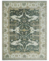 Custom Made Emerald Green Fine Hand knotted Wool Traditional Oushak Area Rug