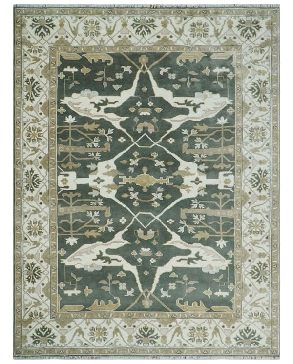 Custom Made Emerald Green Fine Hand knotted Wool Traditional Oushak Area Rug