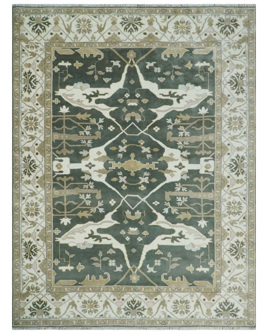 Custom Made Emerald Green Fine Hand knotted Wool Traditional Oushak Area Rug