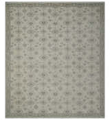 Custom Made Fine Hand Knotted Ivory and Charcoal Style Hand knotted Wool Area Rug