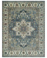 Custom Made Fine Knots Hand Knotted Ivory, Taupe and Olive Traditional Wool Rug