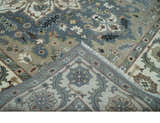 Custom Made Fine Knots Hand Knotted Ivory, Taupe and Olive Traditional Wool Rug