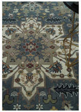 Custom Made Fine Knots Hand Knotted Ivory, Taupe and Olive Traditional Wool Rug