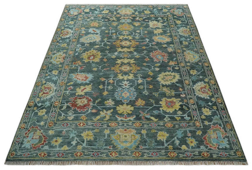 Custom Made Gray and Beige Hand knotted Traditional Oushak Multi Size wool Area Rug