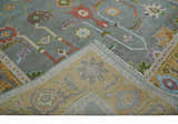 Custom Made Gray and Gold Hand knotted Traditional Oushak wool Area Rug