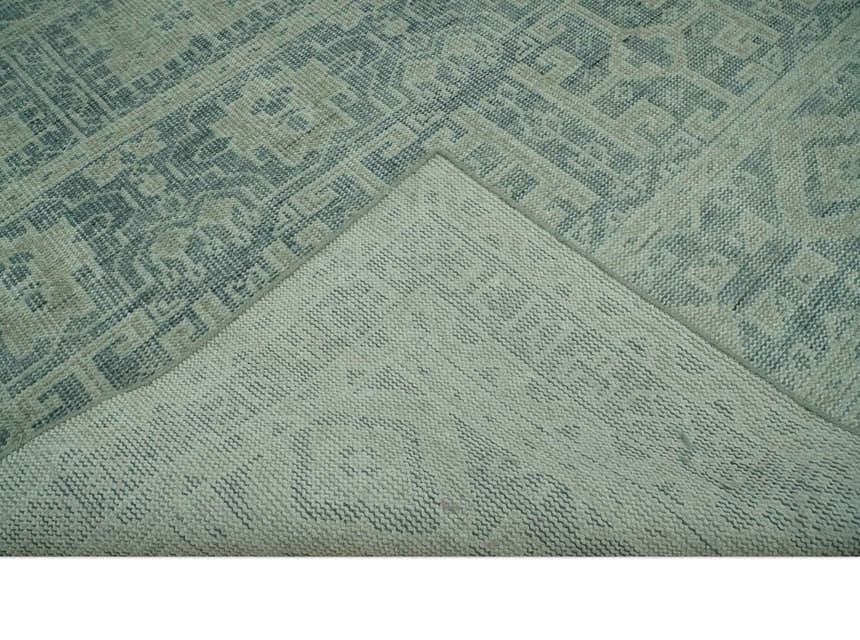 Custom Made Gray, Beige and Silver Hand Knotted Tribal Design wool area rug