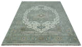 Custom Made Gray, Ivory and Silver Hand knotted Traditional Medallion wool Area Rug