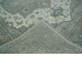 Custom Made Gray, Ivory and Silver Hand knotted Traditional Medallion wool Area Rug