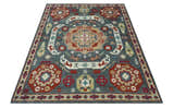 Custom Made Gray, Rust and Peach Traditional Medallion Mamluk Design wool Rug