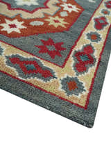 Custom Made Gray, Rust and Peach Traditional Medallion Mamluk Design wool Rug