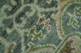 Custom Made Gray, Silver and Green Hand Knotted Traditional Large Design wool area rug