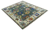 Custom Made Green and Ivory Colorful Hand knotted Traditional Oushak wool Area Rug