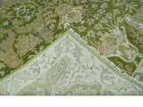 Custom Made Green and Ivory Traditional Dragon Oushak Design Hand knotted wool rug