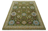 Custom Made Green, Beige and Purple Hand Knotted Traditional Oushak wool area rug