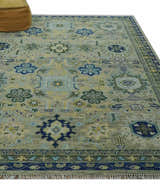 Custom Made Lt. Silver, Grey and Mustard Hand Knotted Traditional Oushak wool area rug