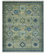 Custom Made Lt. Silver, Grey and Mustard Hand Knotted Traditional Oushak wool area rug