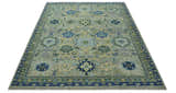 Custom Made Lt. Silver, Grey and Mustard Hand Knotted Traditional Oushak wool area rug