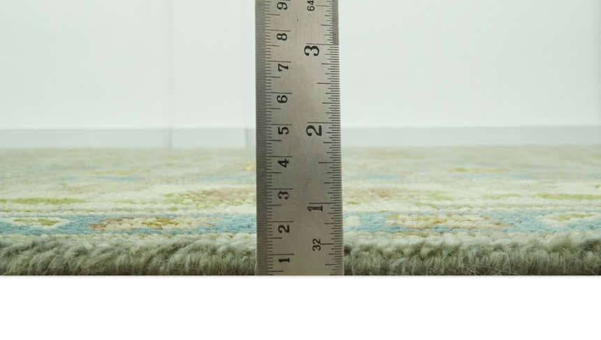 Custom Made Green Hand Knotted Antique Design Traditional Oushak wool area rug