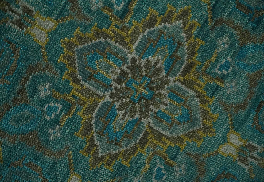 Custom Made Green Hand Knotted Antique Style  Multi Size Traditional Wool Rug