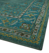Custom Made Green Hand Knotted Antique Style  Multi Size Traditional Wool Rug